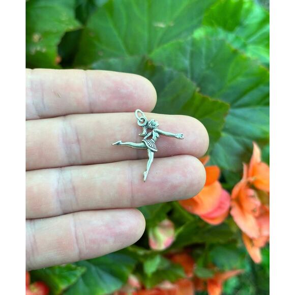 Sterling Silver Oxidized Dancer with Ponytail Charm,Silver Oxidized Dancer Charm - Picture 1 of 4